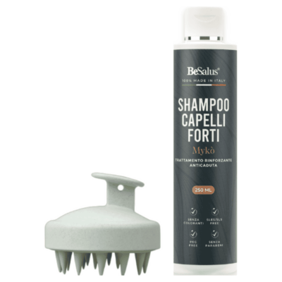 Set Shampoo Anticaduta BESALUS con spazzola massaggiante verde per capelli forti